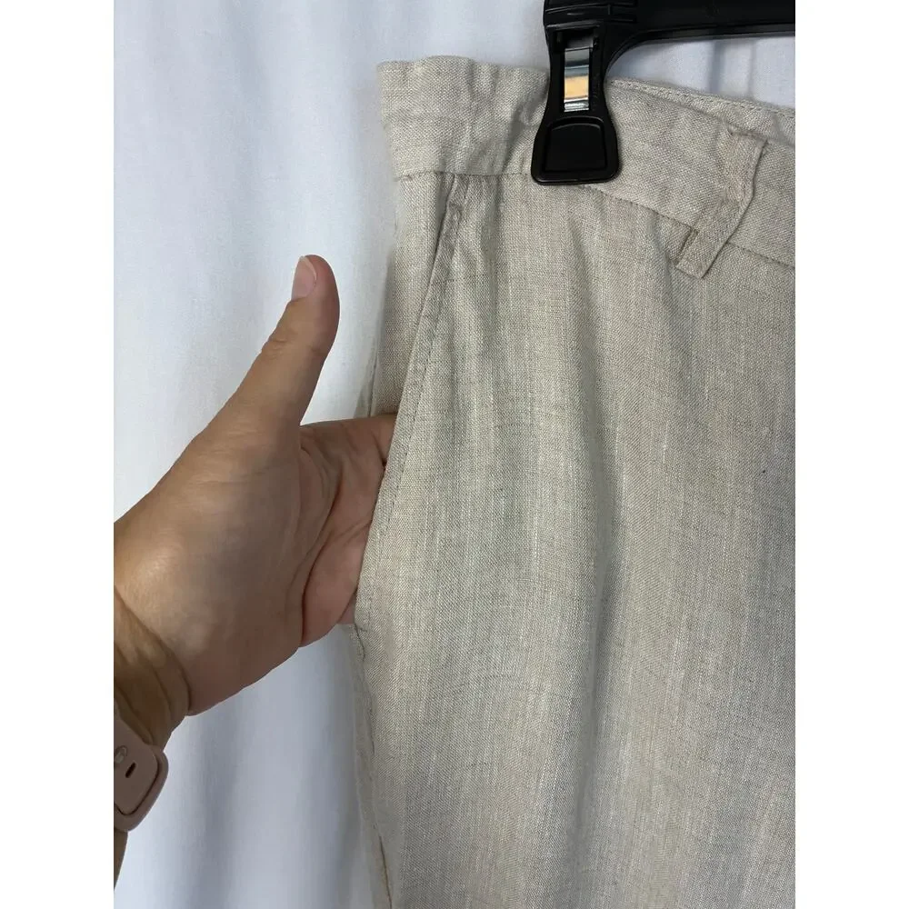 Tasso Elba Linen Pants Mens 36x32 Beige Flat Front Relax Beach Lightweight
